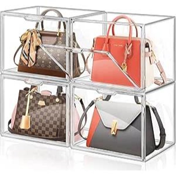 ULENDIS 4-Pack Clear Purse & Handbag Storage Organizer