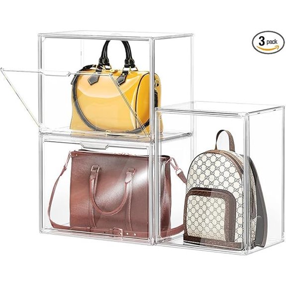 Stackable Clear Handbag Display Cases (3-Pack)