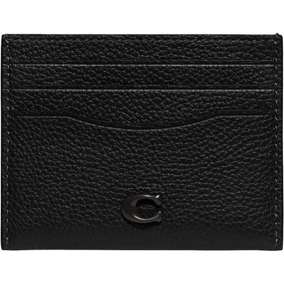 Coach Flat Card Case in Pebble Leather