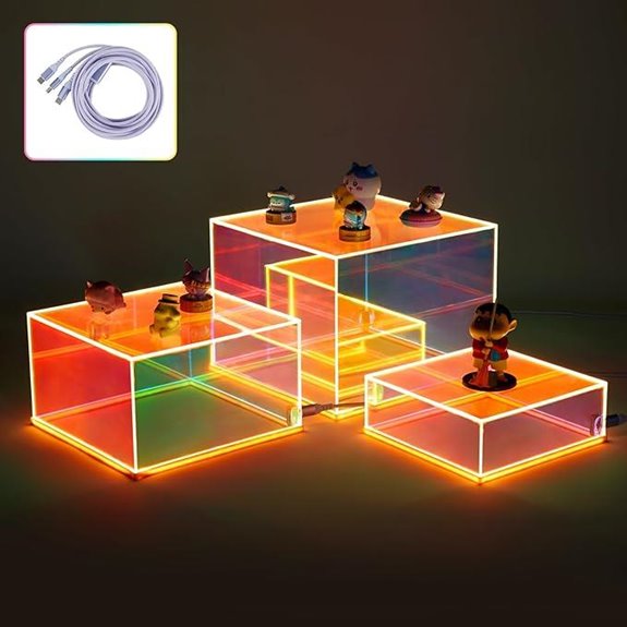 Iridescent Acrylic Display Risers with LED Lights