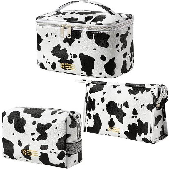 MIRASON Cow Print Travel Makeup Organizer Bag (Set of 3)
