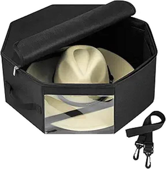 Hat Box for Travel & Home Storage Crush-proof Black