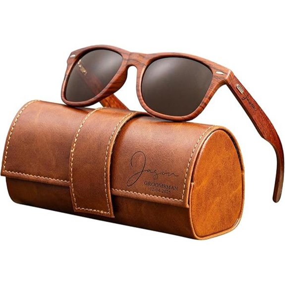 Personalized Wooden Sunglasses with Leather Case