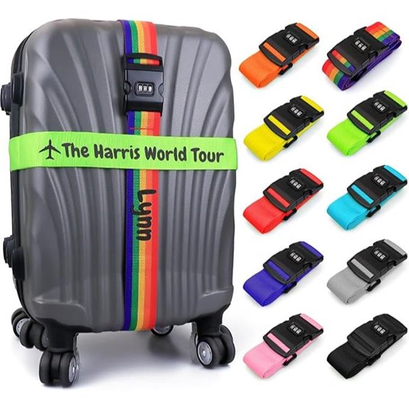 Personalised Lockable Luggage Straps (4 Pack)