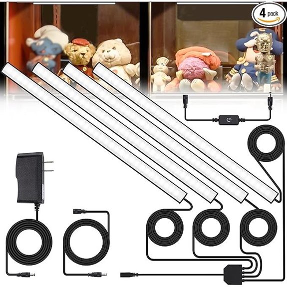 JUSJUBR LED Display Cabinet Lights Dimmable 4x12 Inch