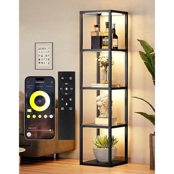 PARTPHONER Dimmable LED Floor Lamp with Shelves