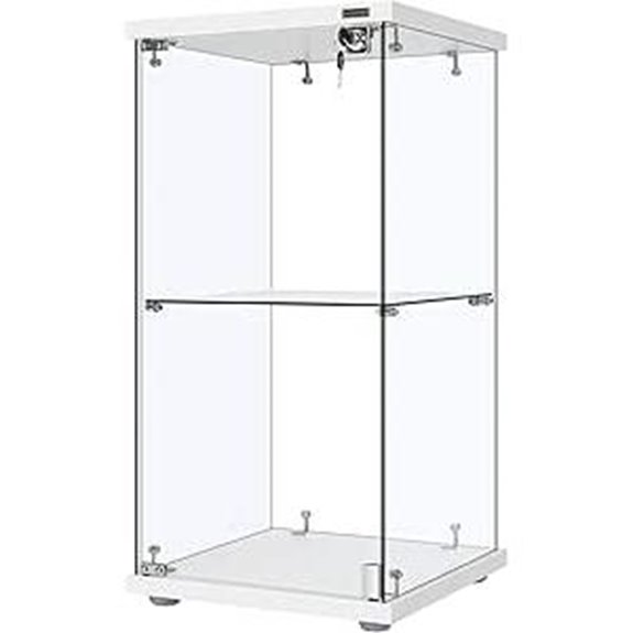 VIVOHOME 2-Layer Glass Display Cabinet with Lock