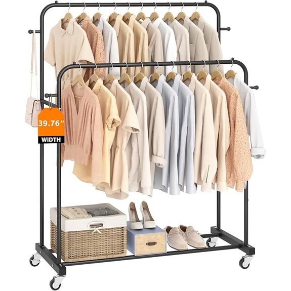 Laiensia Double Rod Clothing Rack with Wheels