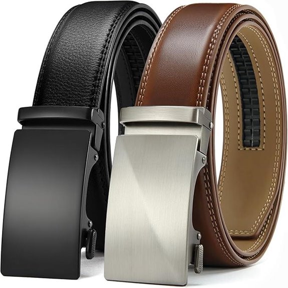 CHAOREN Leather Ratchet Belt Men 2 Pack
