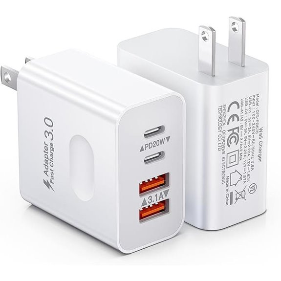 2-Pack 40W USB C Wall Charger with 4 Ports