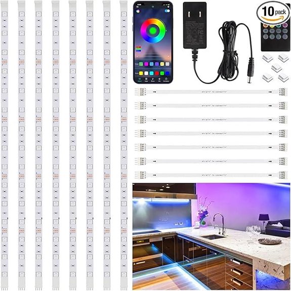 8 PCS RGB Under Cabinet LED Light Kit with Remote