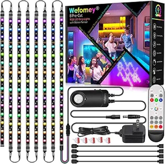 8 PCS RGB Under Cabinet LED Light Kit with Remote