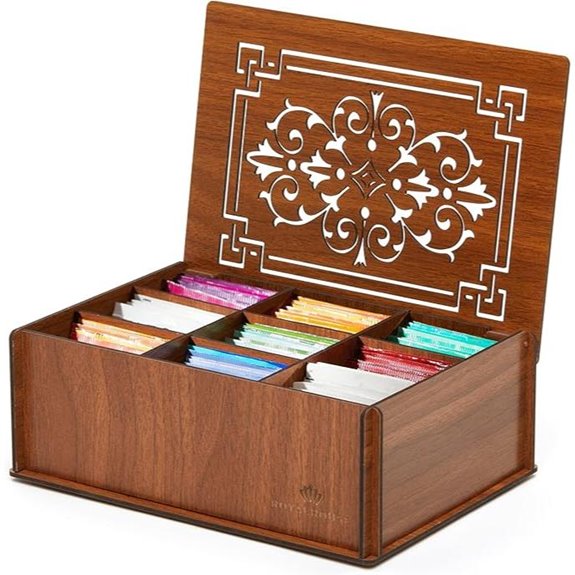 RoyalHouse Wood Tea Storage Box with 9 Compartments
