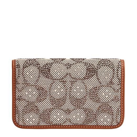 Coach Crystal Signature Jacquard Essential Slim Card Case