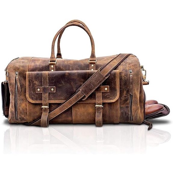 Leather Travel Duffle Bag for Men and Women