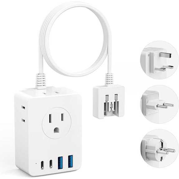 European Travel Plug Adapter with USB and Outlets