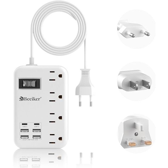 European Travel Power Adapter with USB and Extension Cord