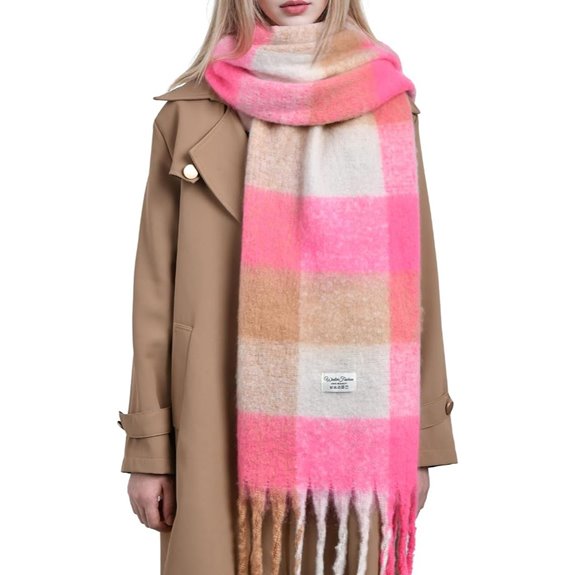 Clothirily Women's Mohair Winter Scarf with Plaid Design