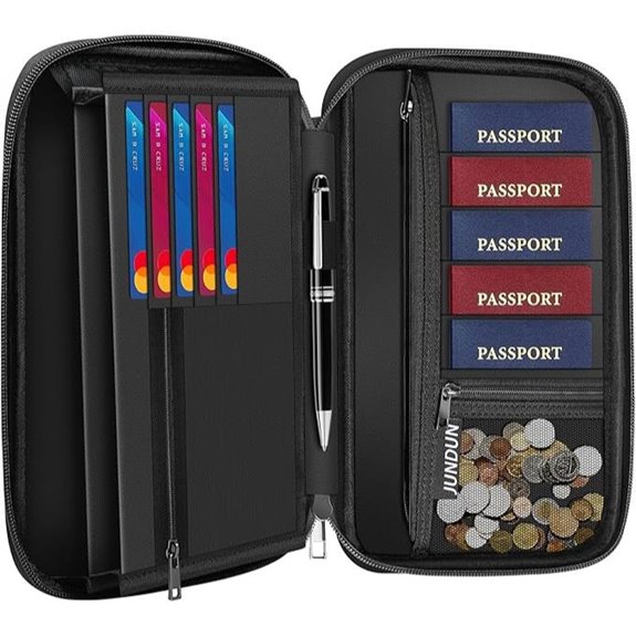 JUNDUN Fireproof Travel Passport Wallet with 2 Pockets