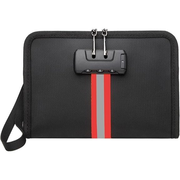 Fireproof Waterproof Money Bag with Lock and Zipper