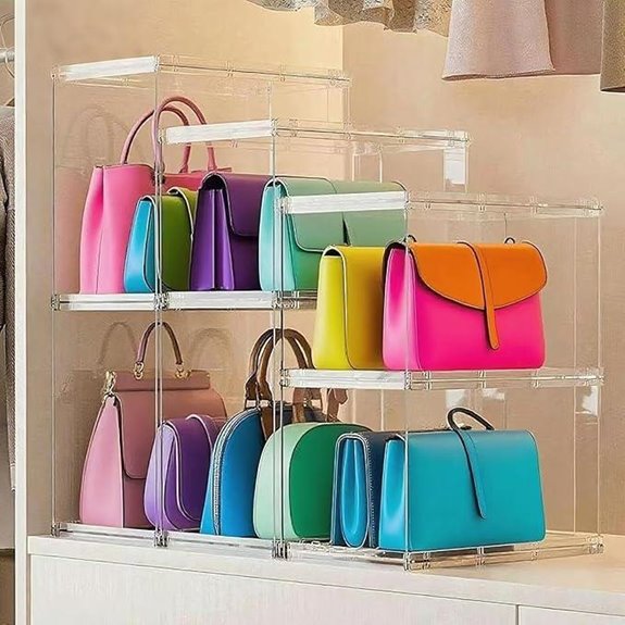 5 Pack Clear Purse Organizer Storage Boxes