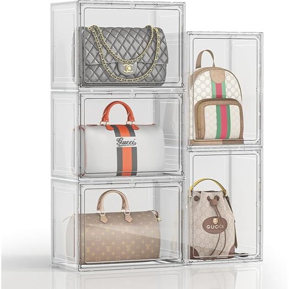 5 Pack Purse & Handbag Closet Organizer Bins