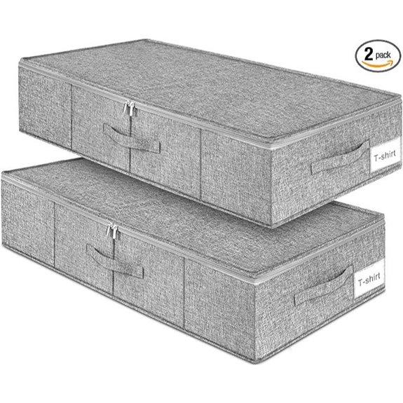 Under Bed Storage Bags 2 Pack Foldable Grey