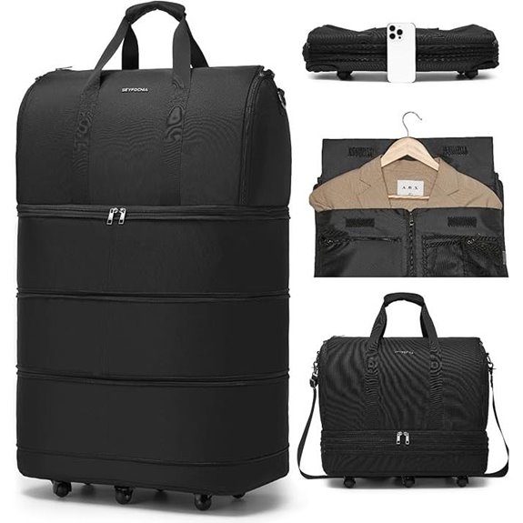 Collapsible Rolling Garment Bag with Wheels for Travel