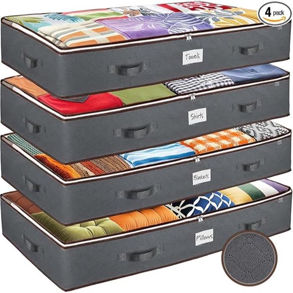 Under Bed Storage Bins (Set of 4) with Handles