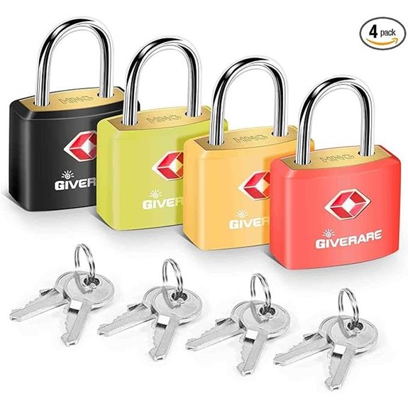 4 Pack TSA Travel Luggage Locks with Keys