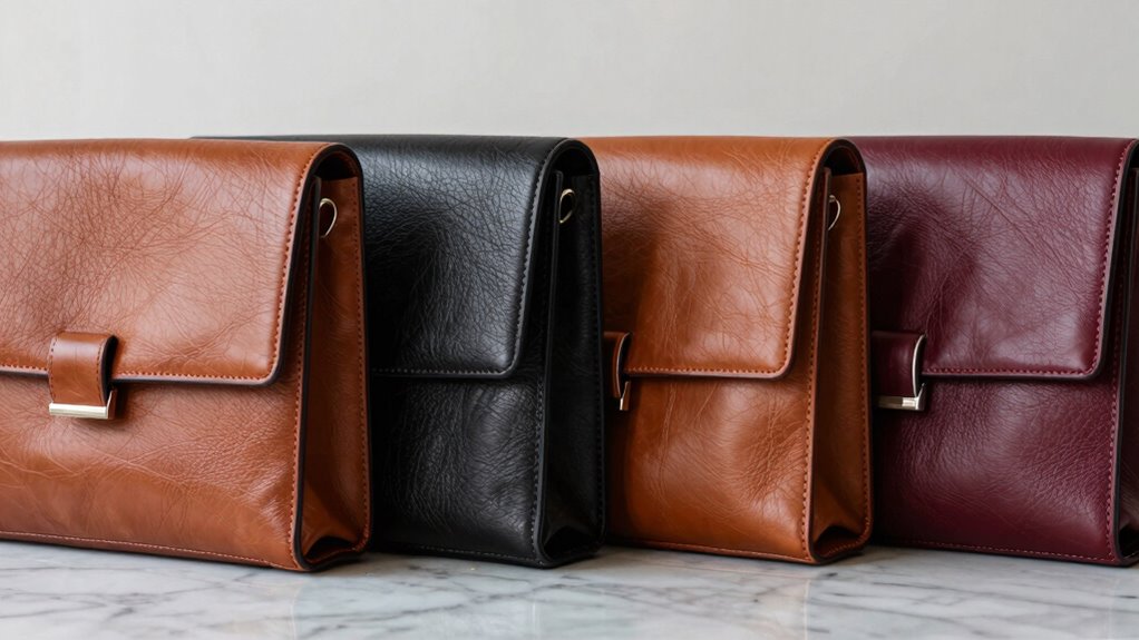 full grain leather clutch