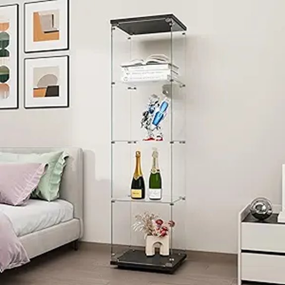 FANYUSHOW Tempered Glass Curio Cabinet with Lock