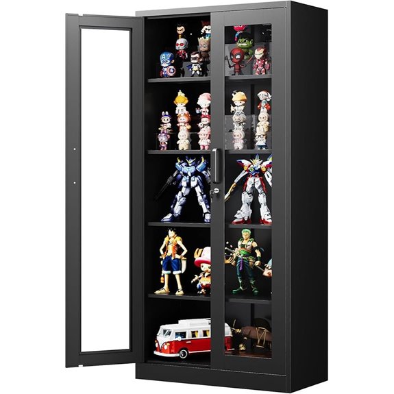 Display Cabinet with Glass Doors and Shelves