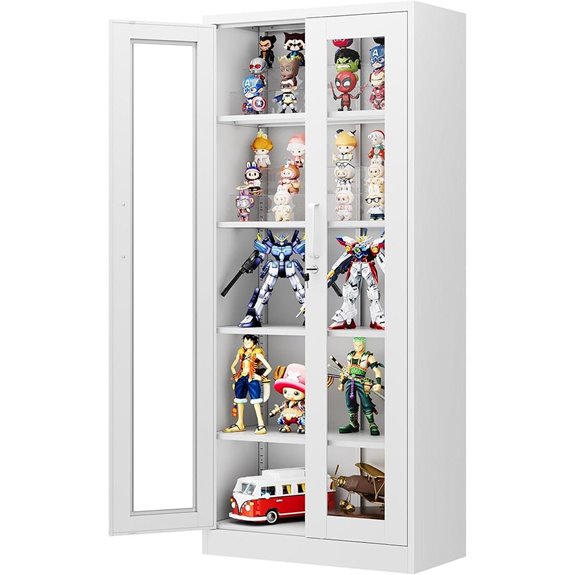 Display Cabinet with Glass Doors and Shelves