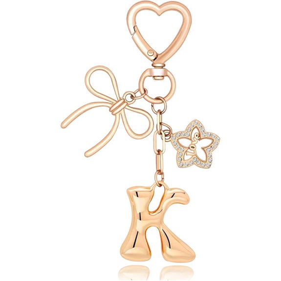 Gold Bubble Letter Bag Charm for Women Girls