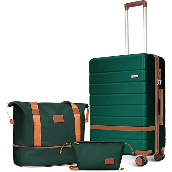 green 3 piece luggage set
