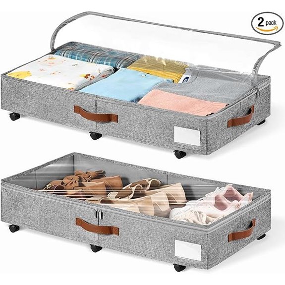Underbed Storage with Wheels 2 Pack Grey