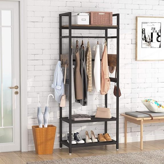 Tribesigns Heavy Duty Clothes Rack with Shelf and Rod