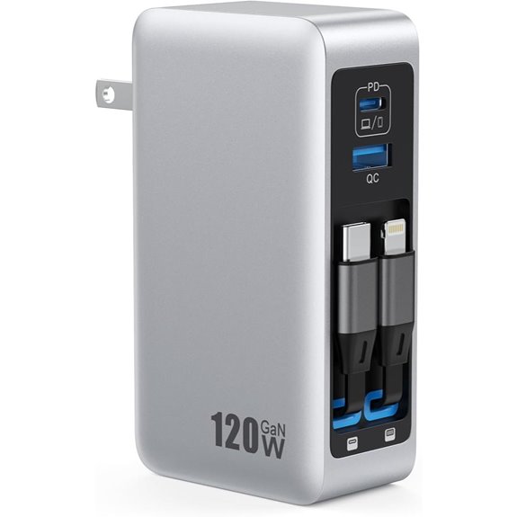 120W USB-C Charger with Retractable Cables