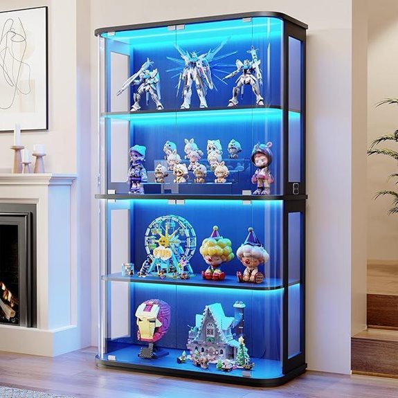 Large Glass Display Cabinet with Lights and Sensor