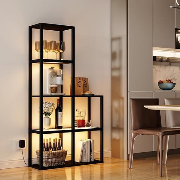 LED Display Shelf with Glass Storage and Lighting