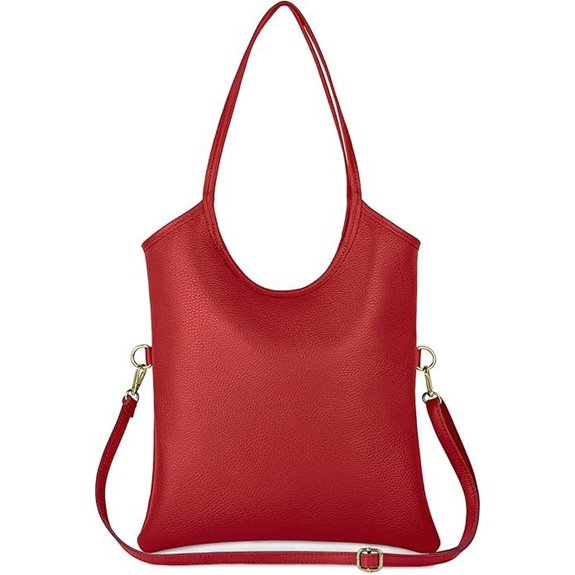 Italian Calf Leather Tote Bag with Zipper and Adjustable Strap