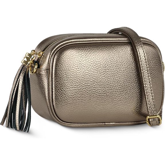 Italian Leather Crossbody Bag for Women with Tassel
