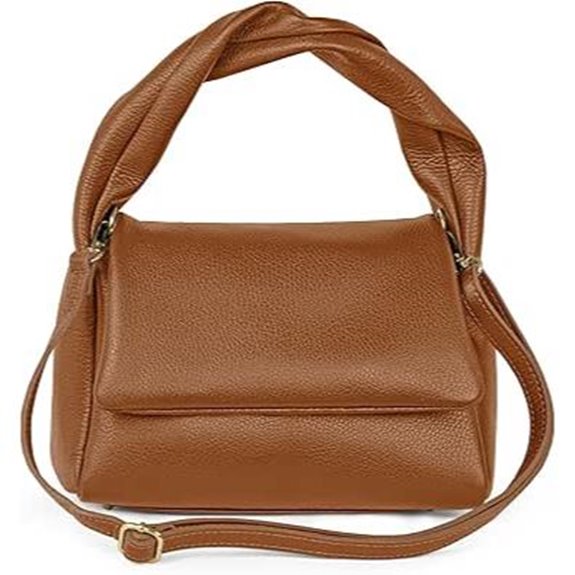 Italian Leather Top-Handle Bag with Zipper & Twisted Handle