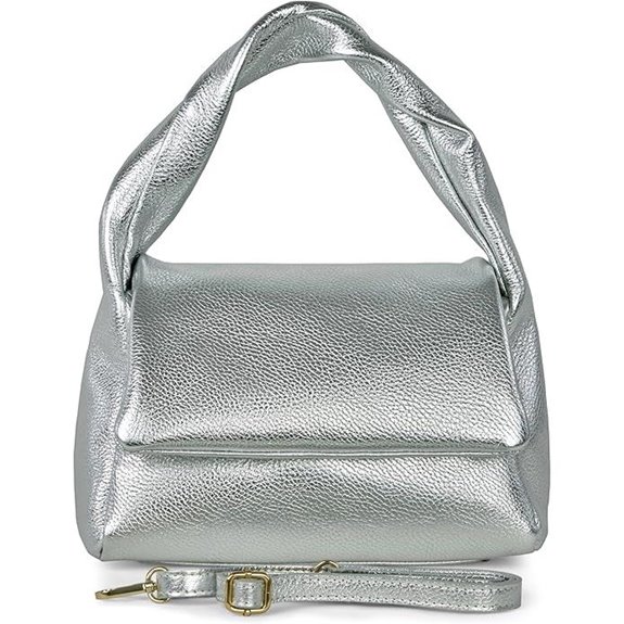 Italian Metallic Calf Leather Top-Handle Bag