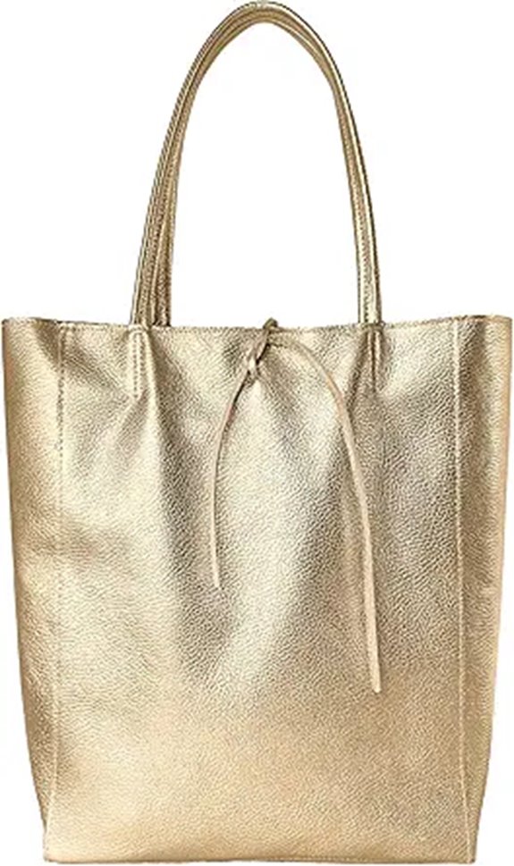 Italian Metallic Leather Tote Bag with Zipper