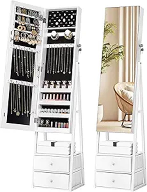 Nicetree Jewelry Cabinet with Mirror and Storage
