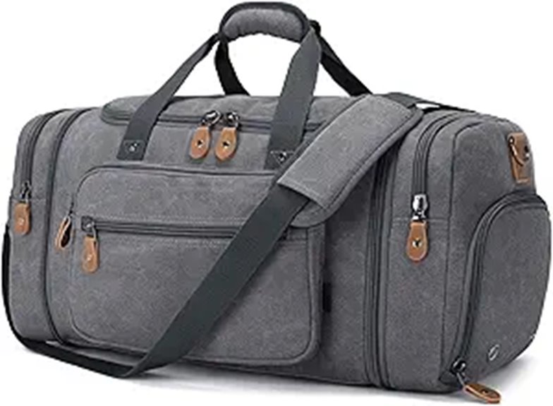 Gonex 60L Canvas Duffel Bag with Shoe Compartment