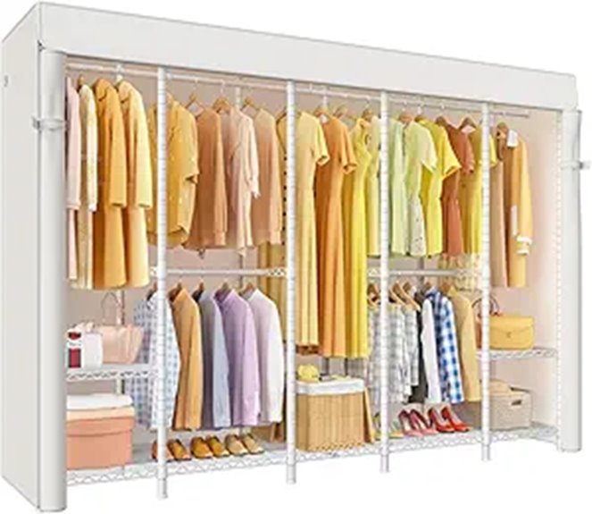 H50C Large Portable Covered Clothes Rack with Cover