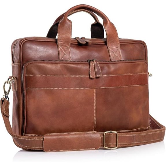 KomalC 16-Inch Leather Messenger Laptop Briefcase